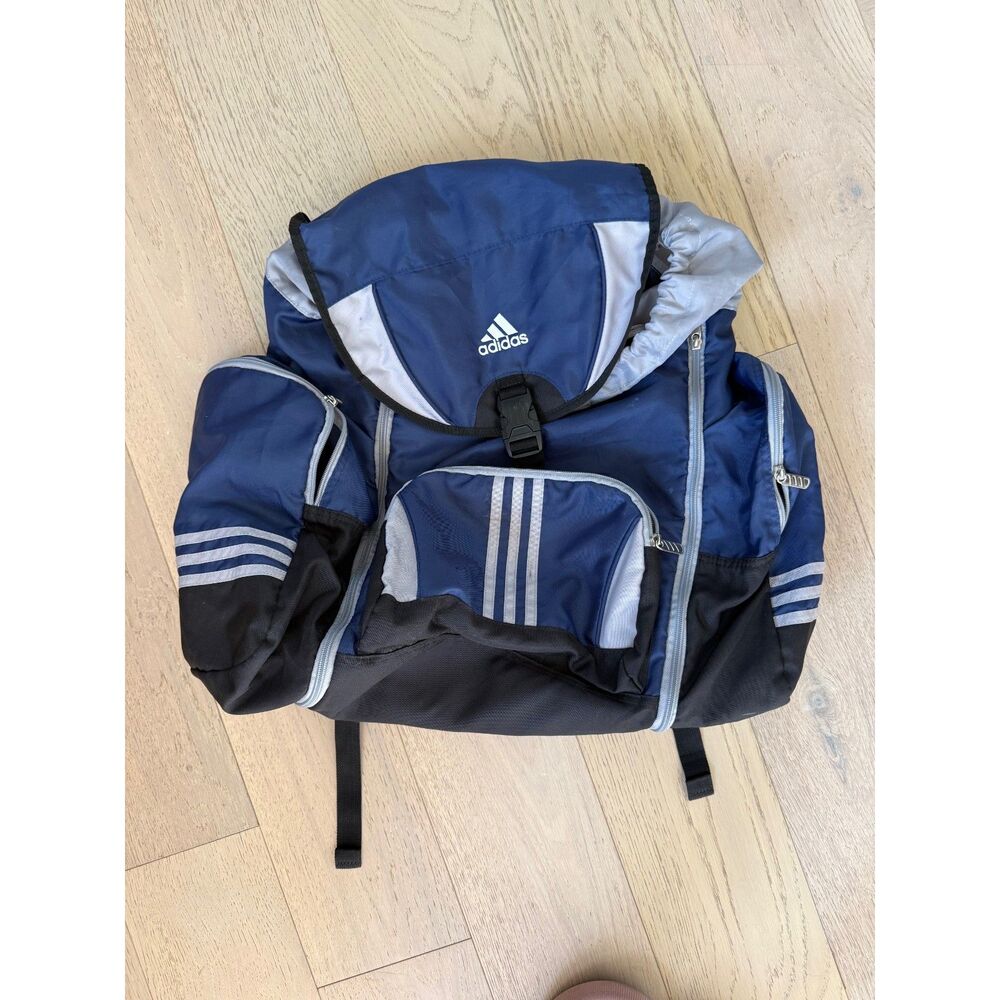 Vintage Adidas Japan Exclusive XL Expandable Backpack Blue Gray VGC